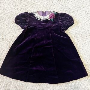 Florence Eiseman Girls Purple Dress Velvet Holiday Sz 4 4T Easter Wedding Formal